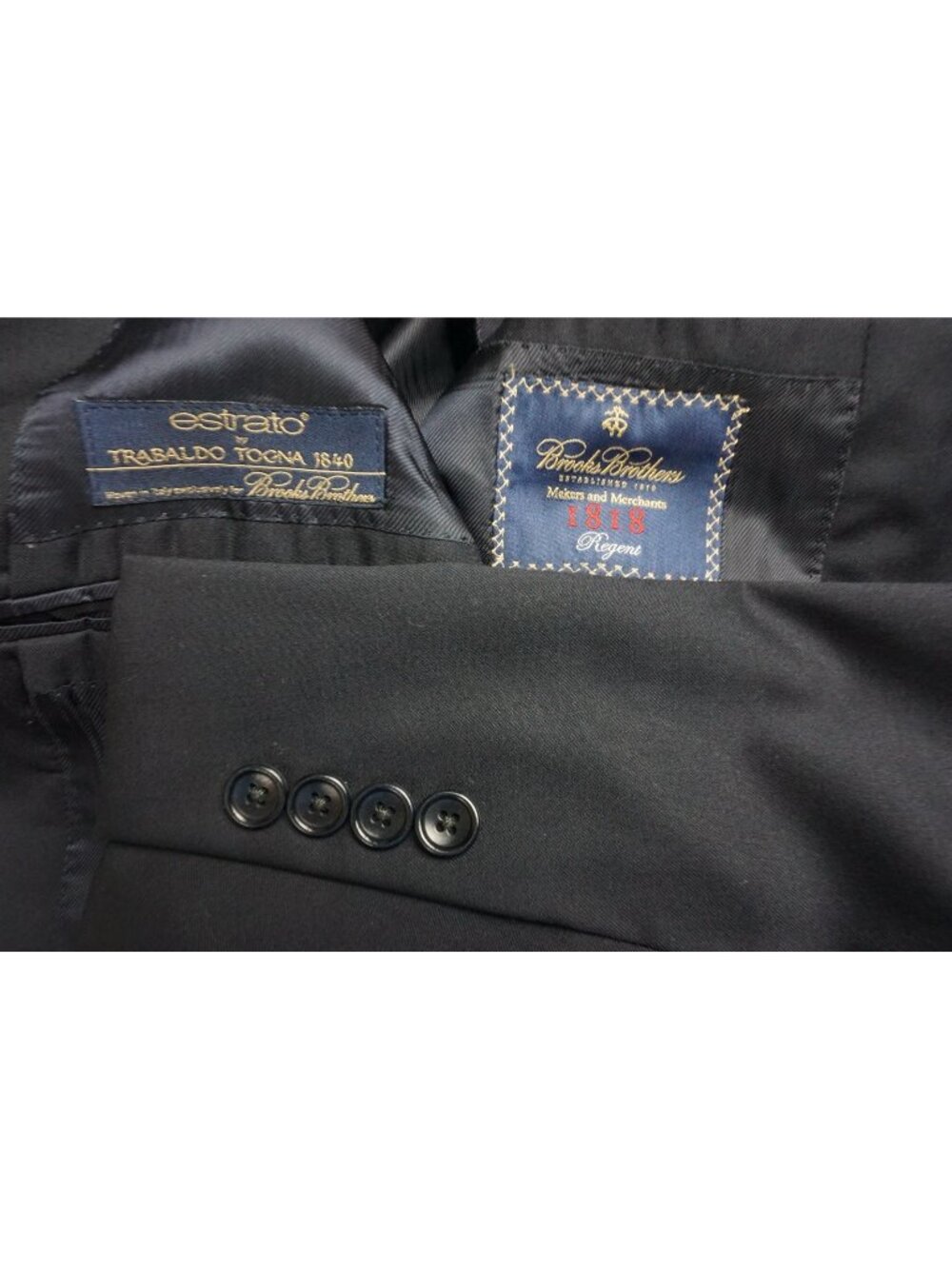 Brooks Brothers Regent Solid Navy Blue 2 Pc Suit Jacket Pants Sz 46L